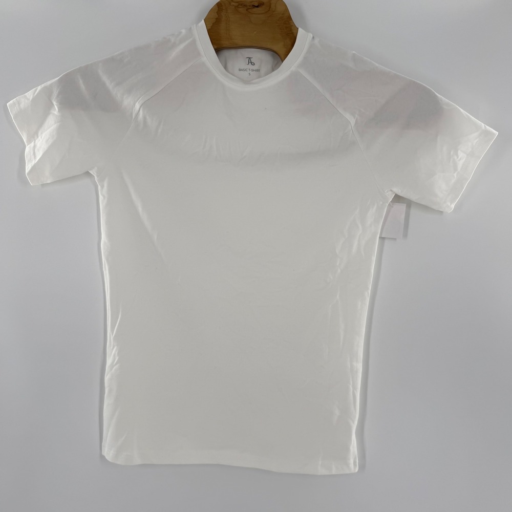 Tailored Athlete Mens Basic T-Shirt White Raglan Sleeve Athletic Fit Small